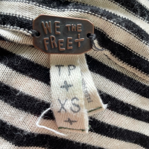 Free People We The Free Black&Cream Striped Tunic - Picture 6 of 6